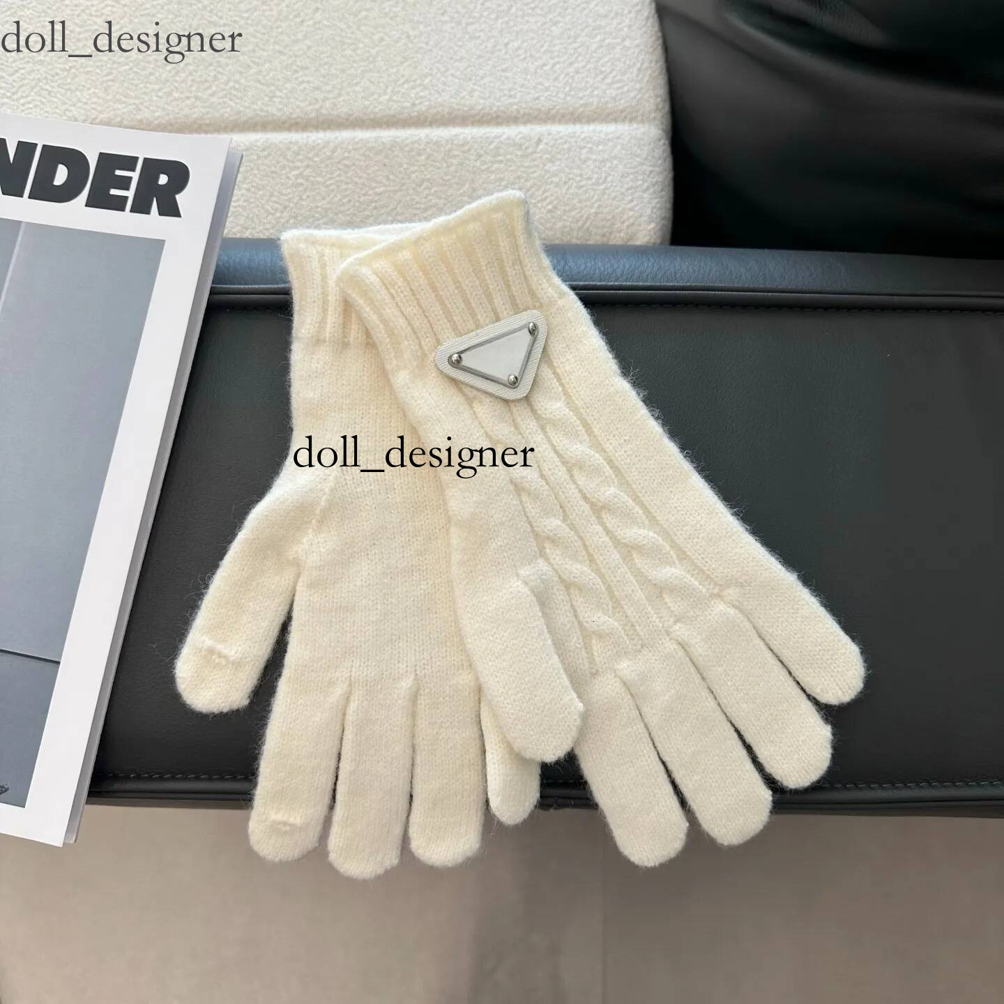 Gants de luxe tricotés chauds et résistants au froid, marque de luxe en cachemire pour hommes et femmes, accessoires d'hiver
