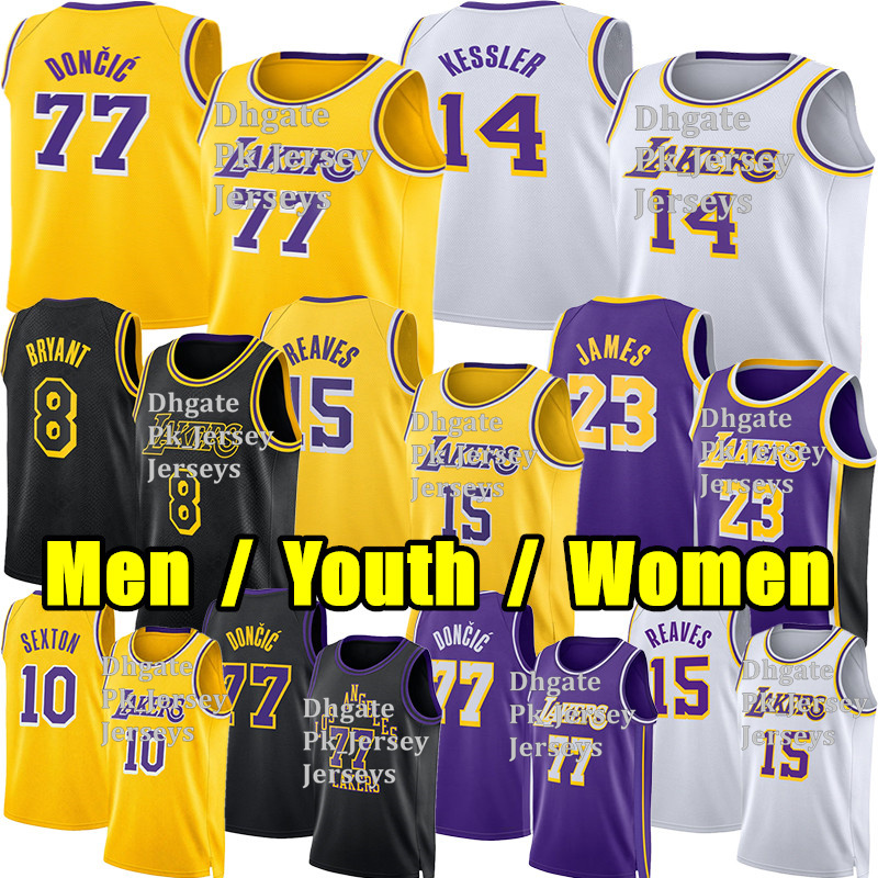 Lakerss Basketball Jersey Los Angeles Jersey Luka Doncic LeBron James Walker Kessler Austin Reaves Collin Sexton Bryant Cameron Carr Hardy Quentin G