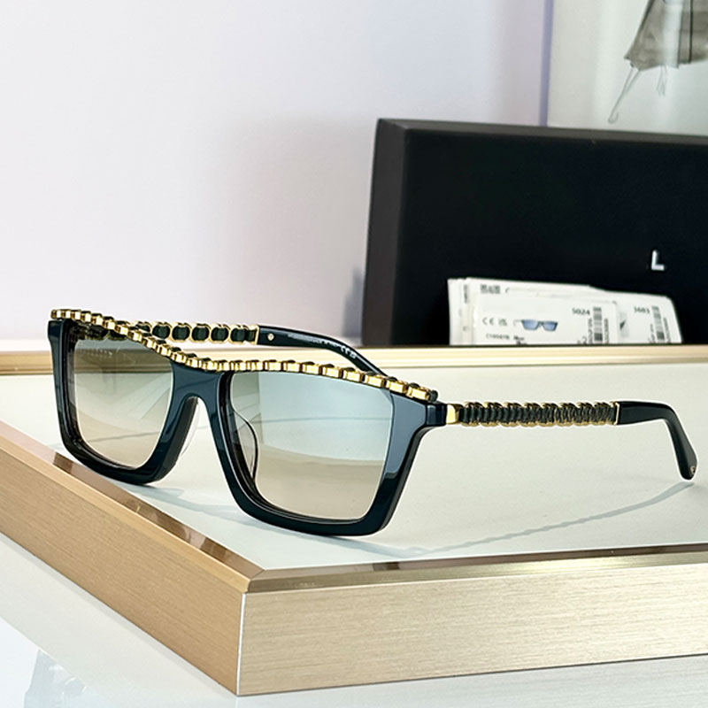 Lunettes de soleil œil de chat de luxe Italie Lunettes de soleil design Acétate vert Imitation perles Cadre CH5548 Lentille verte Femmes Mode Ban