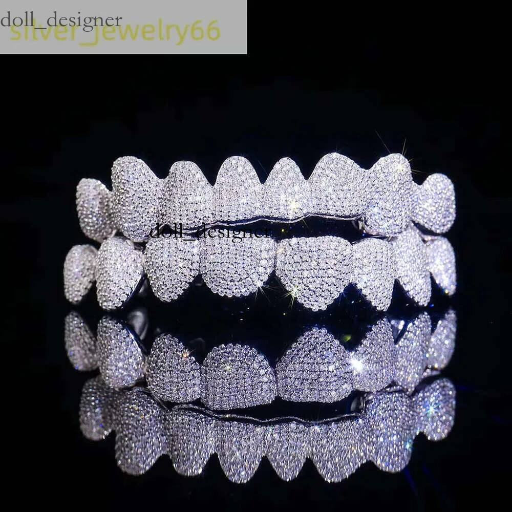 Custom 10k 14K Gold Iced Out VVS Moissanite Grillz Dia for Dentures False Teeth
