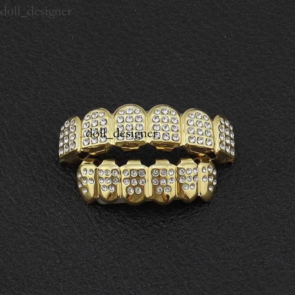 Hip hop cuivre doré ensemble d'accolades en diamant blanc pour hommes et femmes les mêmes accessoires de prothèses dentaires d'Halloween accessoi