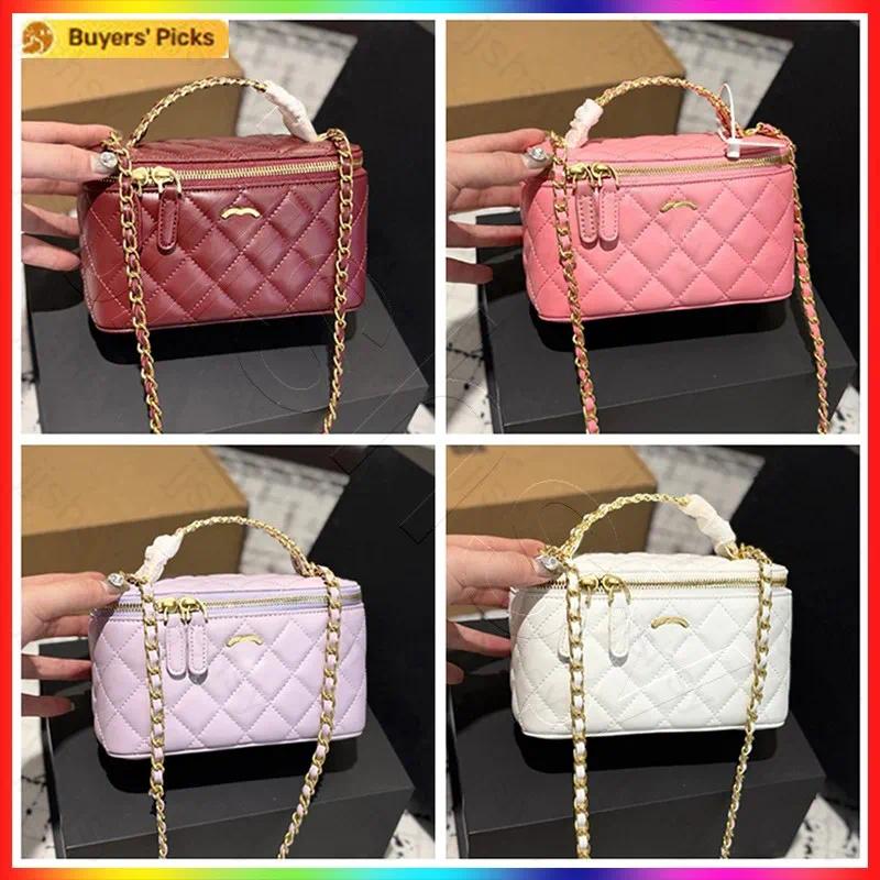 10A Designer makeup bag Luxury vanity bag top quality shoulder bag women's cosmetic bag toiletry bag maquillage pouch lady leather chain small