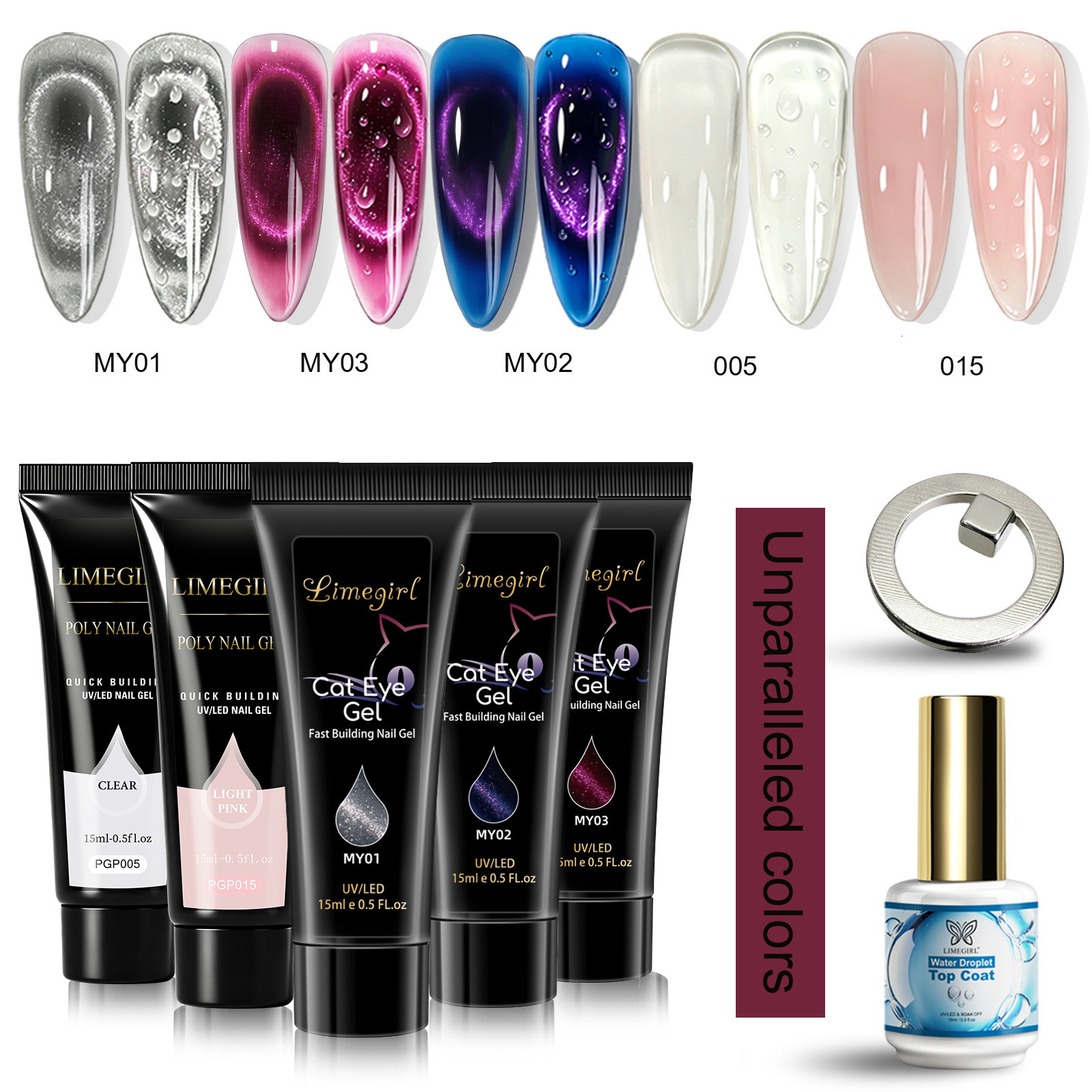 Luxury 2026 New Extension Tool Set Water Drop Sealant Round Ring Nail Art Kits Magnet Cat Eye Poly Nail Gel Kit Free Shipping X261024