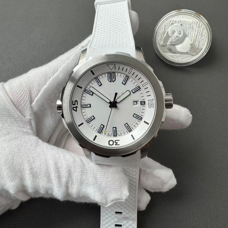 Montre de luxe à cadran rond pour hommes, élégante, tendance, classique, de styliste, bracelet en caoutchouc, 43mm, avec boîte-cadeau