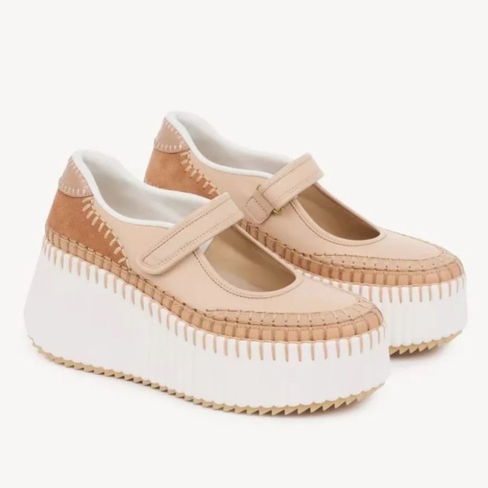 Top quality Designer wedge sneaker Womens Mary Jane platform shoe Luxury trainer Leather Hike Casual sport shoe Outdoor Loafers ballerina tennis Run