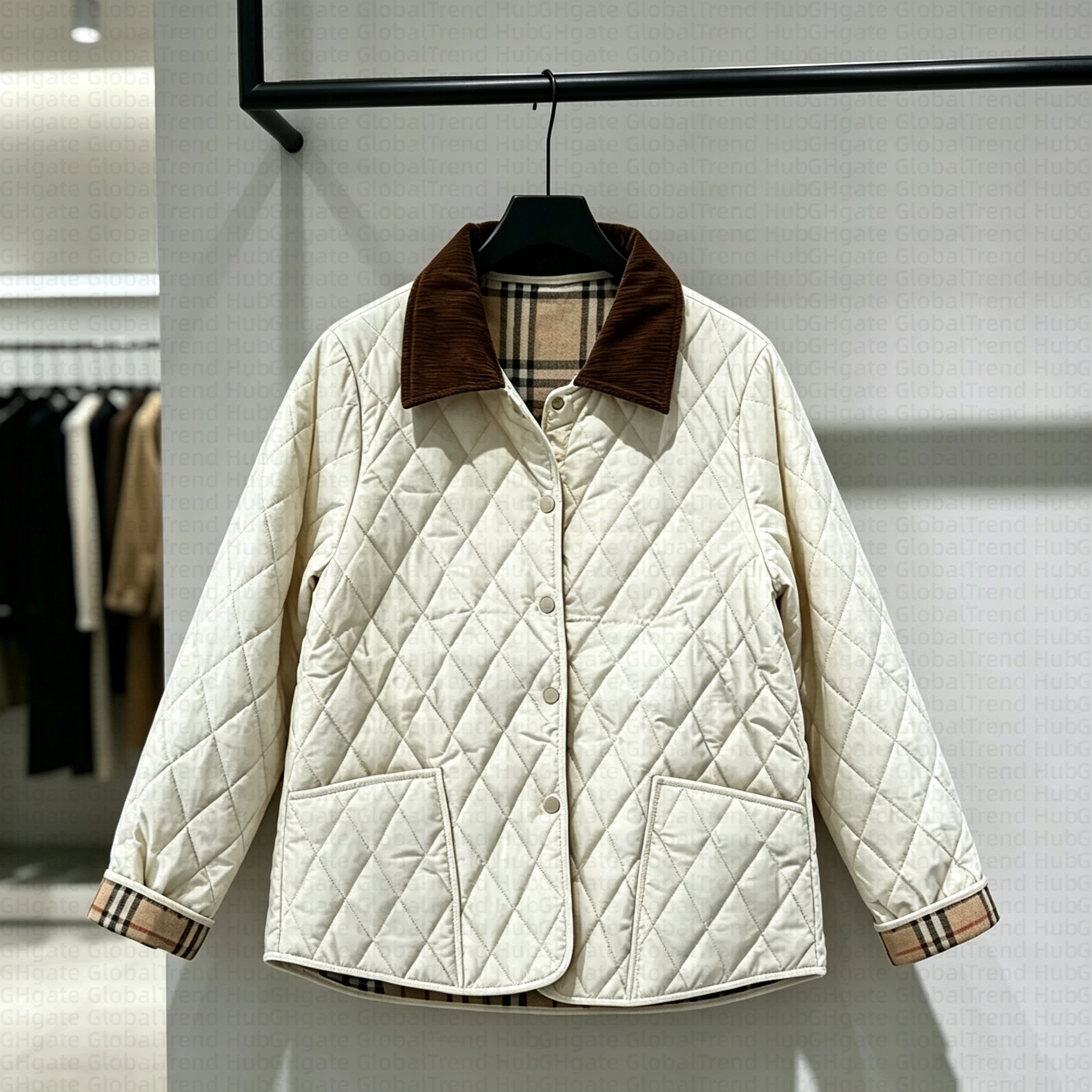 womens coat Women Autumn Winter Quilted Outerwear, Diamond Stitch Padded Jacket, Fashion Casual Coat, Ideal For Travel, Vacation And Daily Going Out