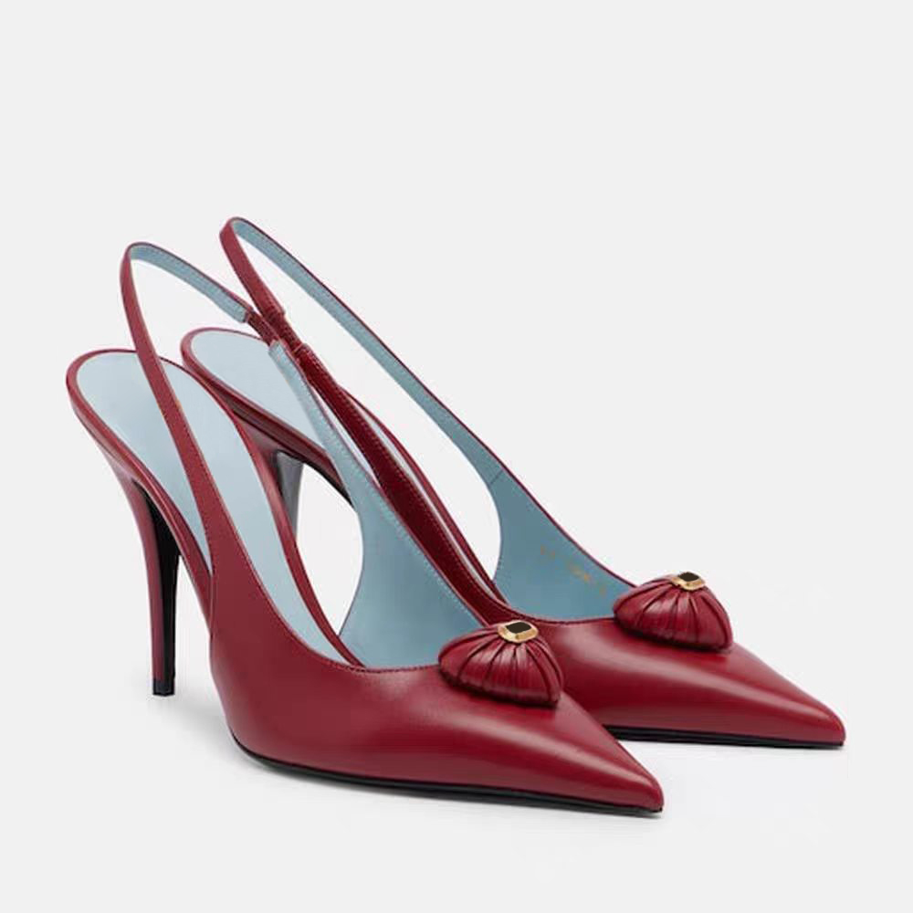 Talon aiguille pour femmes élégantes, sandales à bout pointu, escarpins de luxe en peau de vache, chaussures habillées à bride arrière, styliste