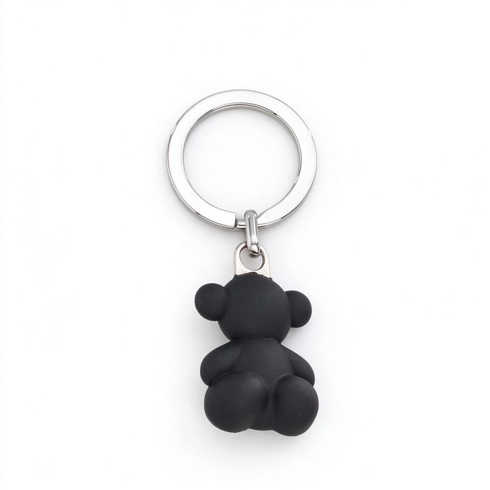 Fashion Women Children Girls Silver Stainless Steel Span Bear Cartoon Animal Black Pink White Purple Green Silicone Circle Keychain Oso Pulsera Jewe