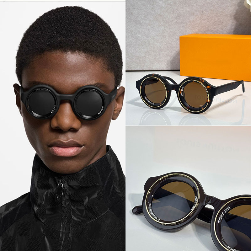 Super Vision Circular Sunglasses Z2386U Brown lenses Hawksbill colored acetate frame Circular letter logo design Mens Career Academy Luxury Designer