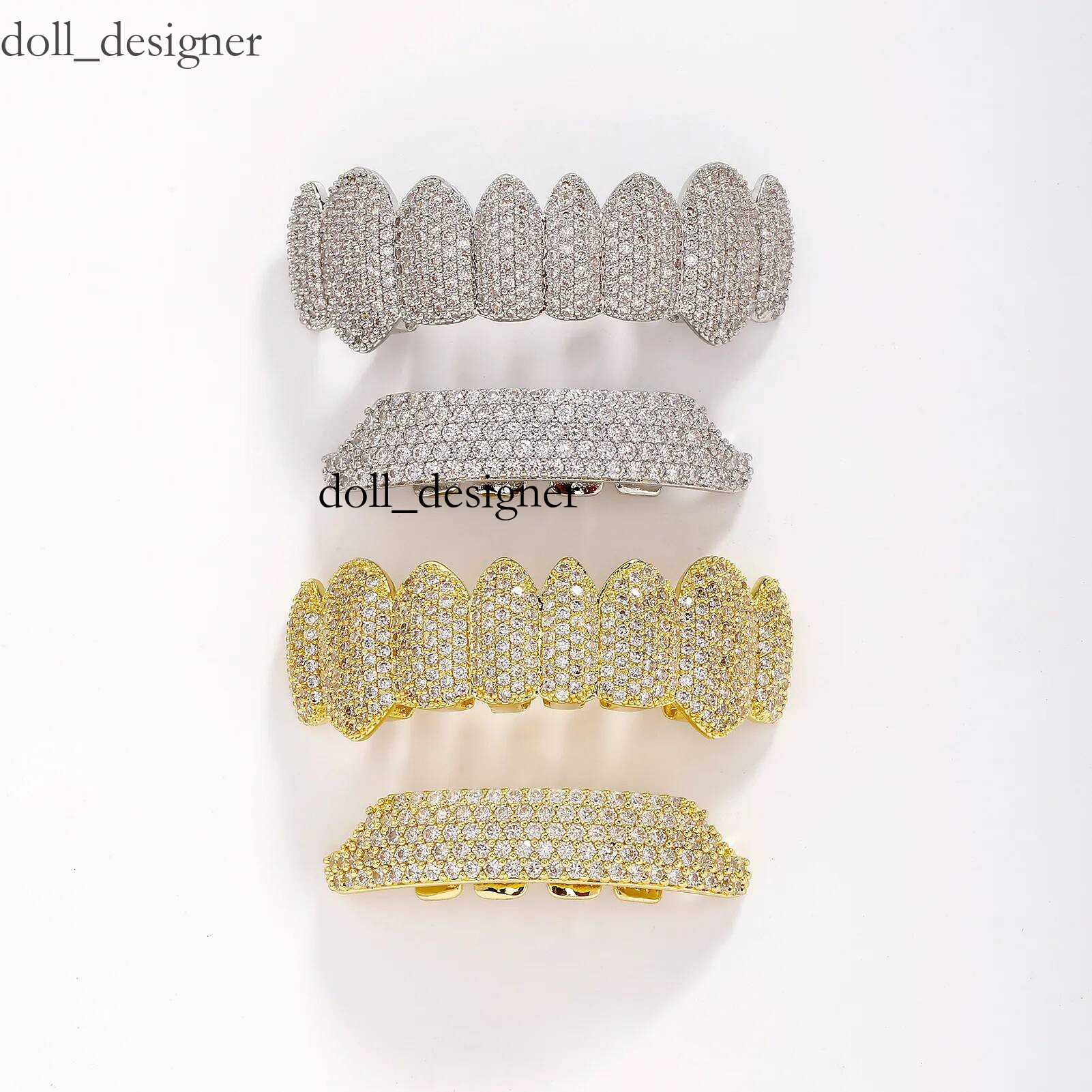 Jewelry eight full diamond Hip Hop dentures real plated Moissanite Halloween personalized gold tooth accessories wholesale