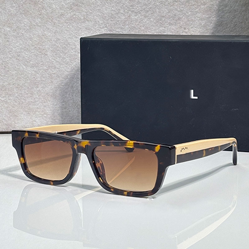Fashionable Rectangular Sunglasses Brown gradient lenses Womens Retro Y2K sunglasses Dark Tortoise acetate frame Hawksbill puzzle white legs CH55