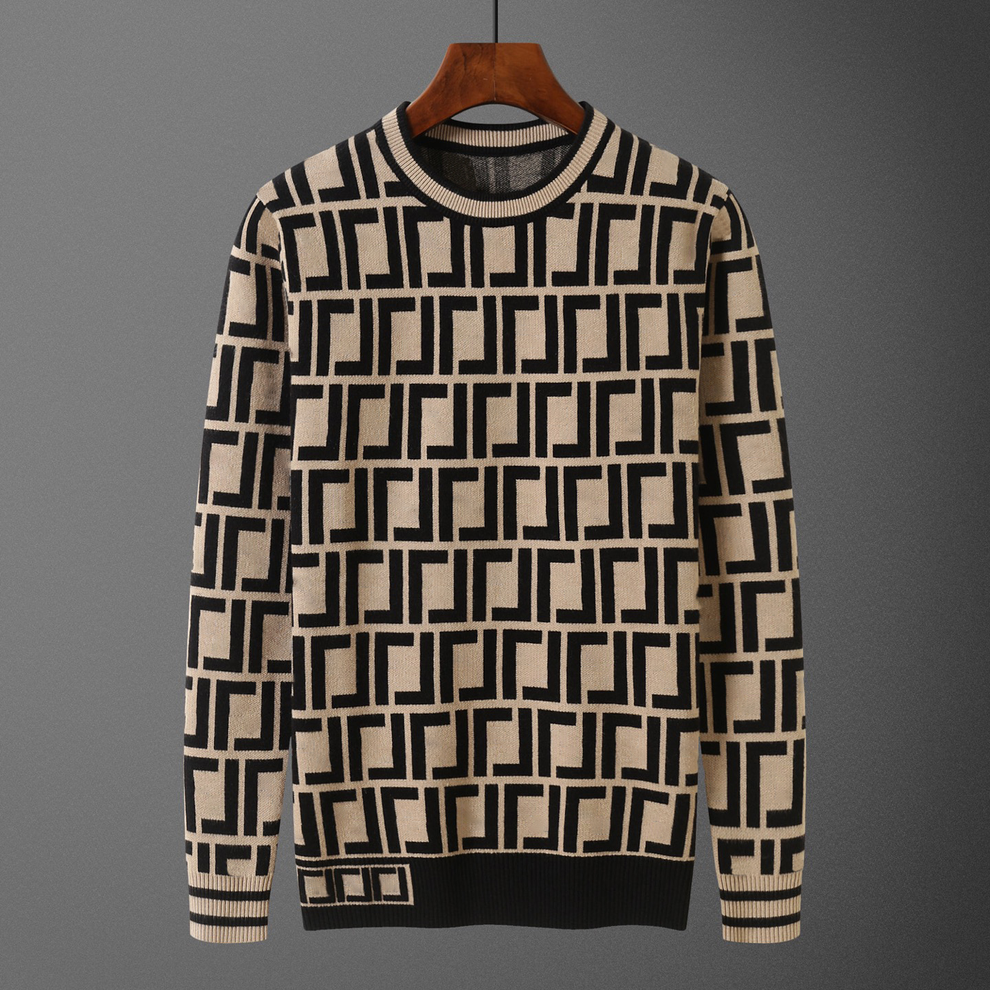 Designer Brand High Quality Men's Sweater Full FF Letter Jacquard Knitted Sweater Street Daily Wear Long Sleeve Sweater