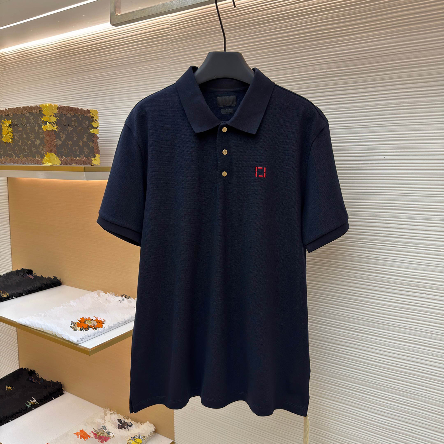 Designer brand clothing, high-quality men's pearl cotton lapel casual polo shirt, FF small logo embroidered short sleeved shirt, light luxury b