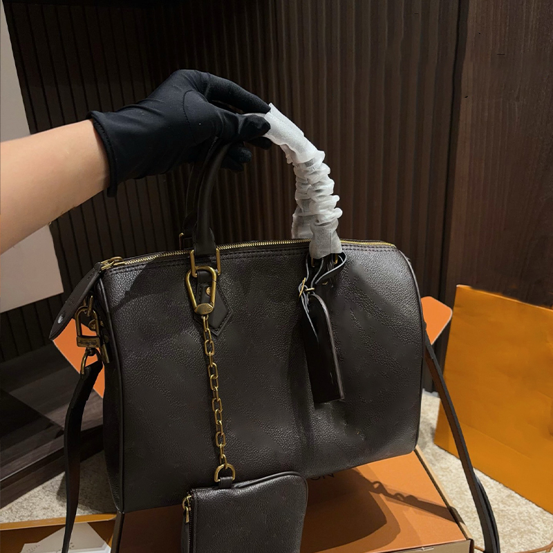 Designer Bag Unisex Vintage Grain Leather Boston Pillow Handbag Multiway Top Handle Crossbody Purse Detachable Mini Pouch Adjustable Wide Strap Vint