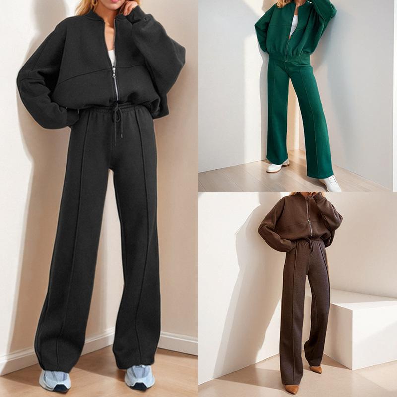 Designer Femmes Couleur Unie Sweat À Capuche Zippé Et Pantalon Long Deux Pièces Survêtement Ensemble Décontracté Athleisure Survêtement Grande Ta