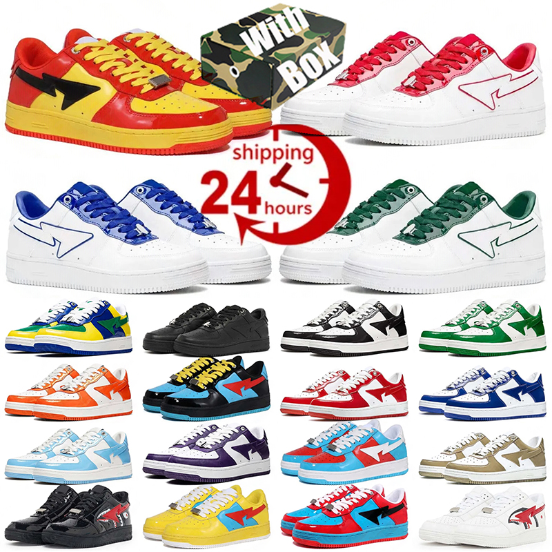 with box Popular designer trainer low shark mens shoe sta lace up stripe adjustable sneaker for man soft leather breathable summer spring fall shos