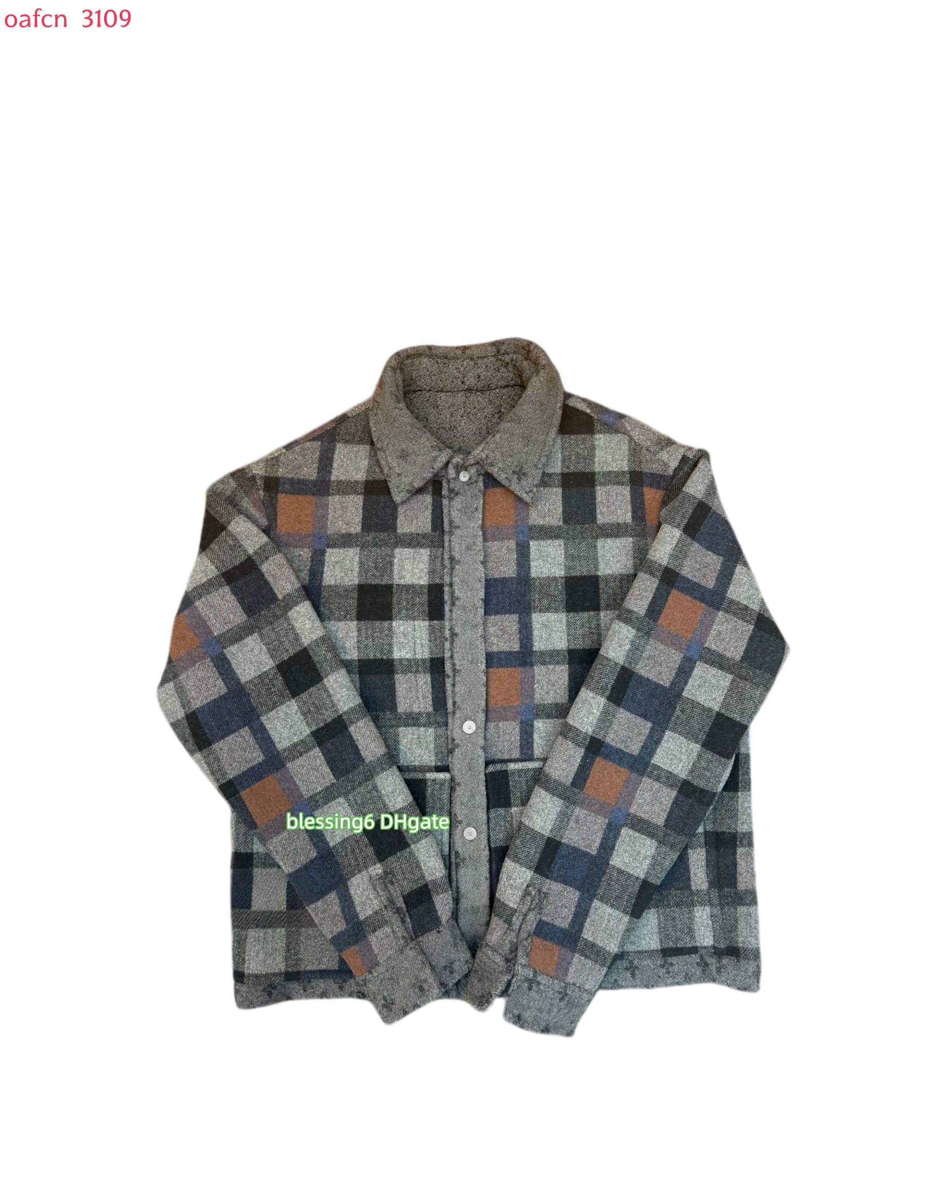 Designer men's plaid wool shirt jacket with buttons women's plaid jacket with long sleeves casual and thick insulation top of the line vin