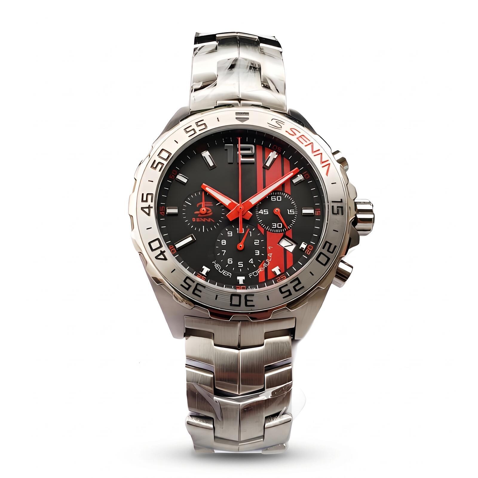 Tager Heuer Watches Men Designer Chronograph Mens Watch Formula 1 Racing Red Stripe 43mm Stainless Steel S-Link 200M Waterproof Quartz Luxury tager