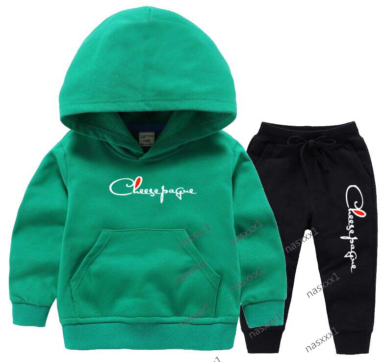 Enfants marque de mode lettre imprimer 2 pièces pull à capuche pantalons survêtements 2-13 ans garçons filles tenues décontractées ensembles de v