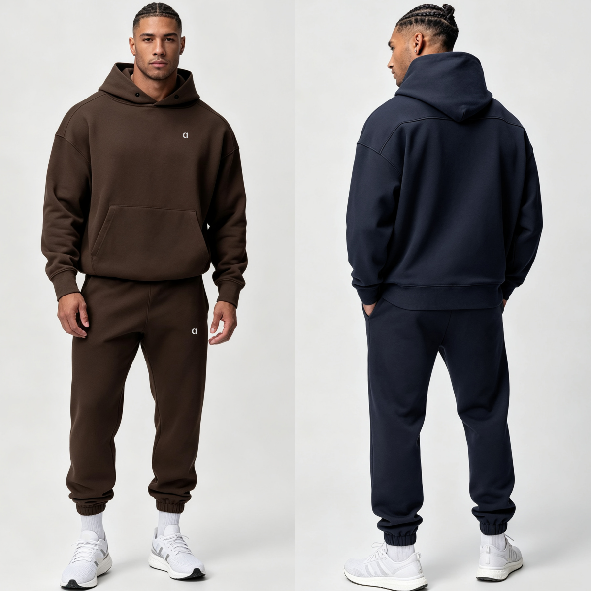 3193A 3D Silver Men's Heavyweight Casual Hoodie and Sweatpant Set Women Loose Fit Sportswear Fitness Outfit Yoga Set Durable Jogger Pants