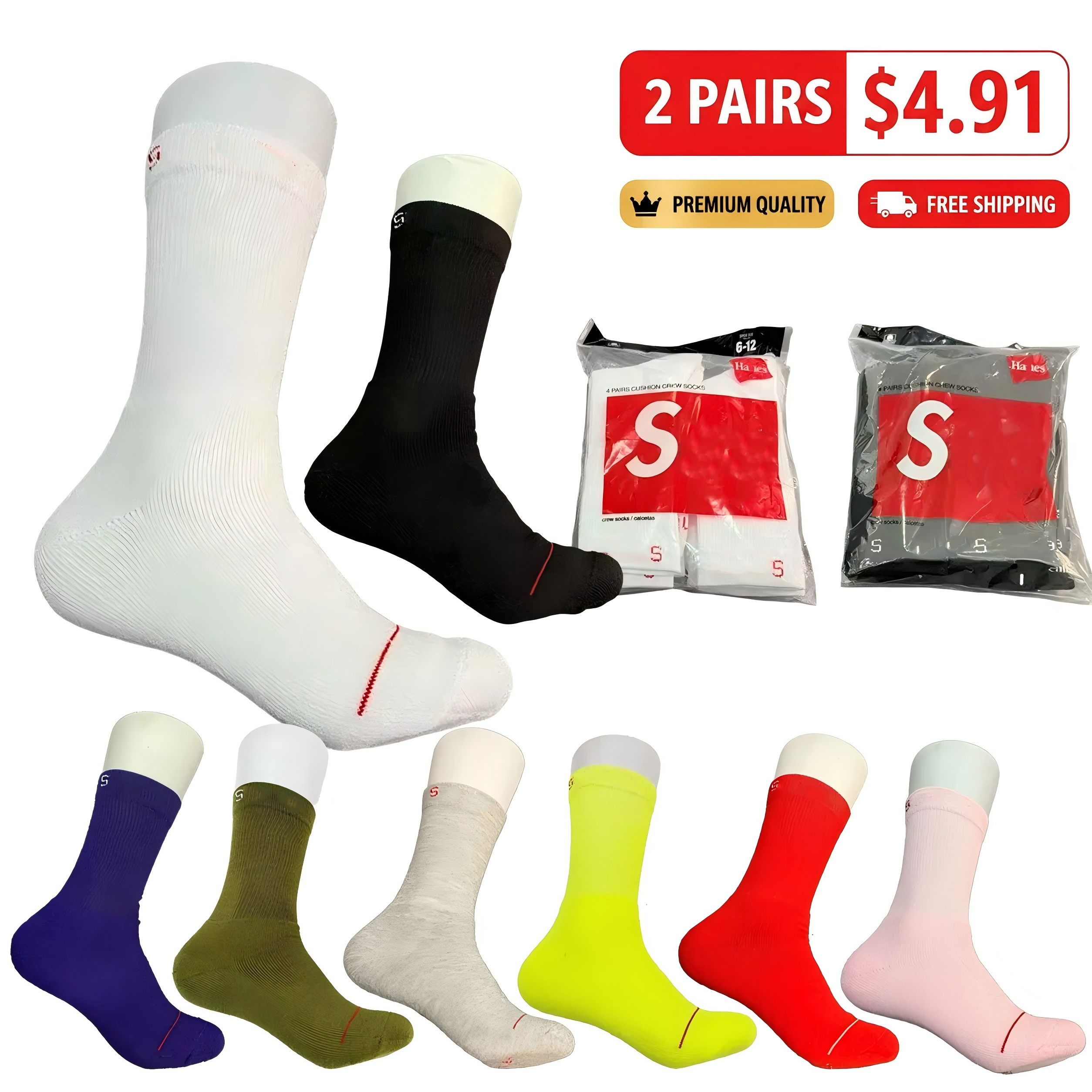 Supremely Sock Socks Pack Designer Socks Sock Luxury Mens 100% Cotton Sup Socks High Quality Sports Casual Chaussette Breathable 4 Pairs Pack Hip Ho