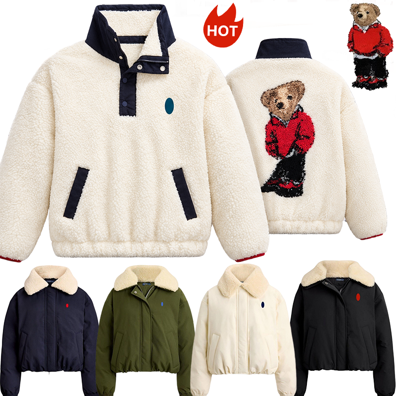 Bear Sherpa Sweater designer jacket Women jacket Bears Sherpa Zip Up Hoodie Fleece Stand Collar jacket Simple commute long sleeves Spring Autumn Dat