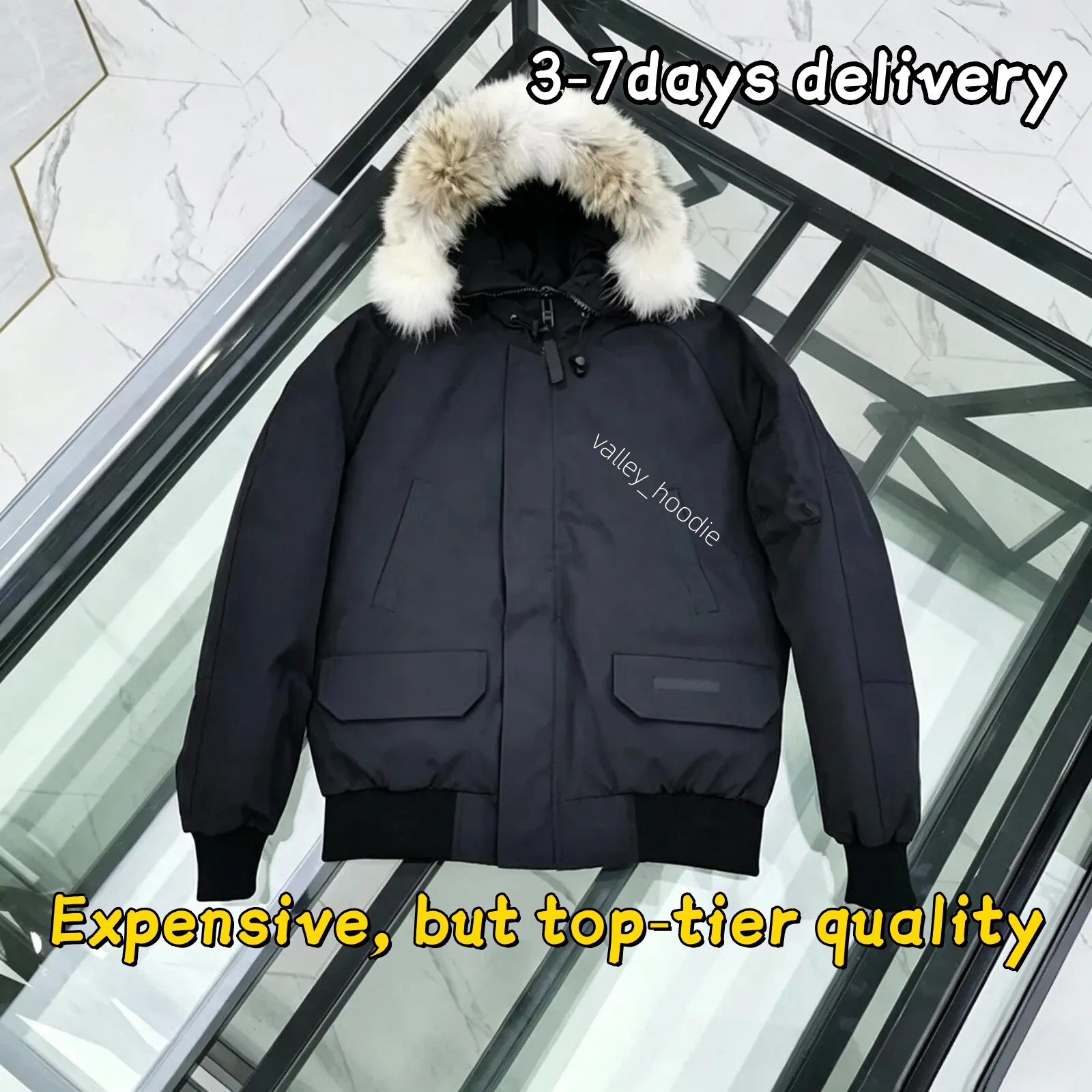 Canada Jacket Goocepuffer Bomber Winter Coat Unisex Fur Trim Hood Pilot Down Jacket Windproof Warm Outdoor Snow Resistant Casual Street Outerwear Ma