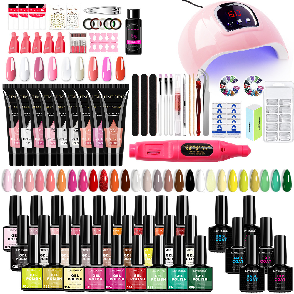 Luxe 2026 Nouveau One Stop Nail Art Kits Ensemble d'outils Gels de vernis Extension Autocollants Astuce Sèche-lampe Broyeur Décorations Accessoir