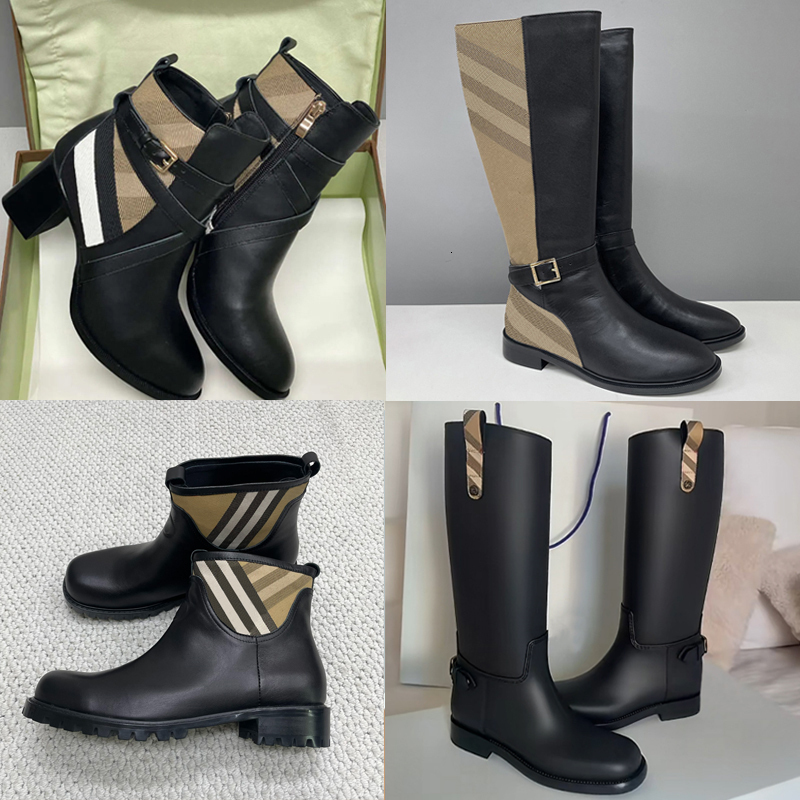 botas de diseñador botas de cuero a cuadros botas martin de mujer botas por encima de la rodilla botas altas de tacón bajo botines cálidos de cuero