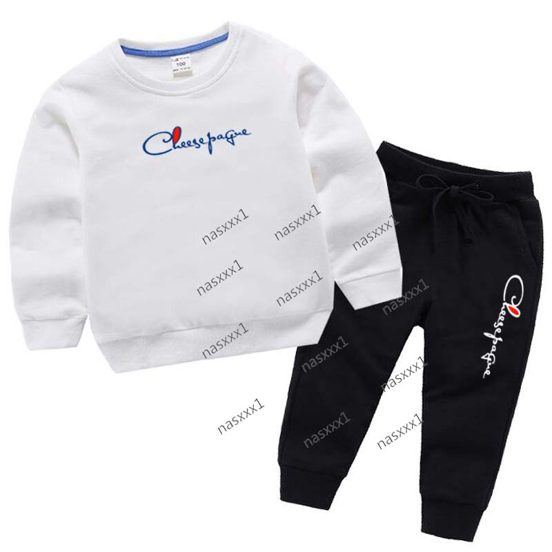Garçons marque de mode lettre impression sweat-shirt deux pièces ensemble enfants printemps automne O cou sweats à capuche et pantalons 2 pièces