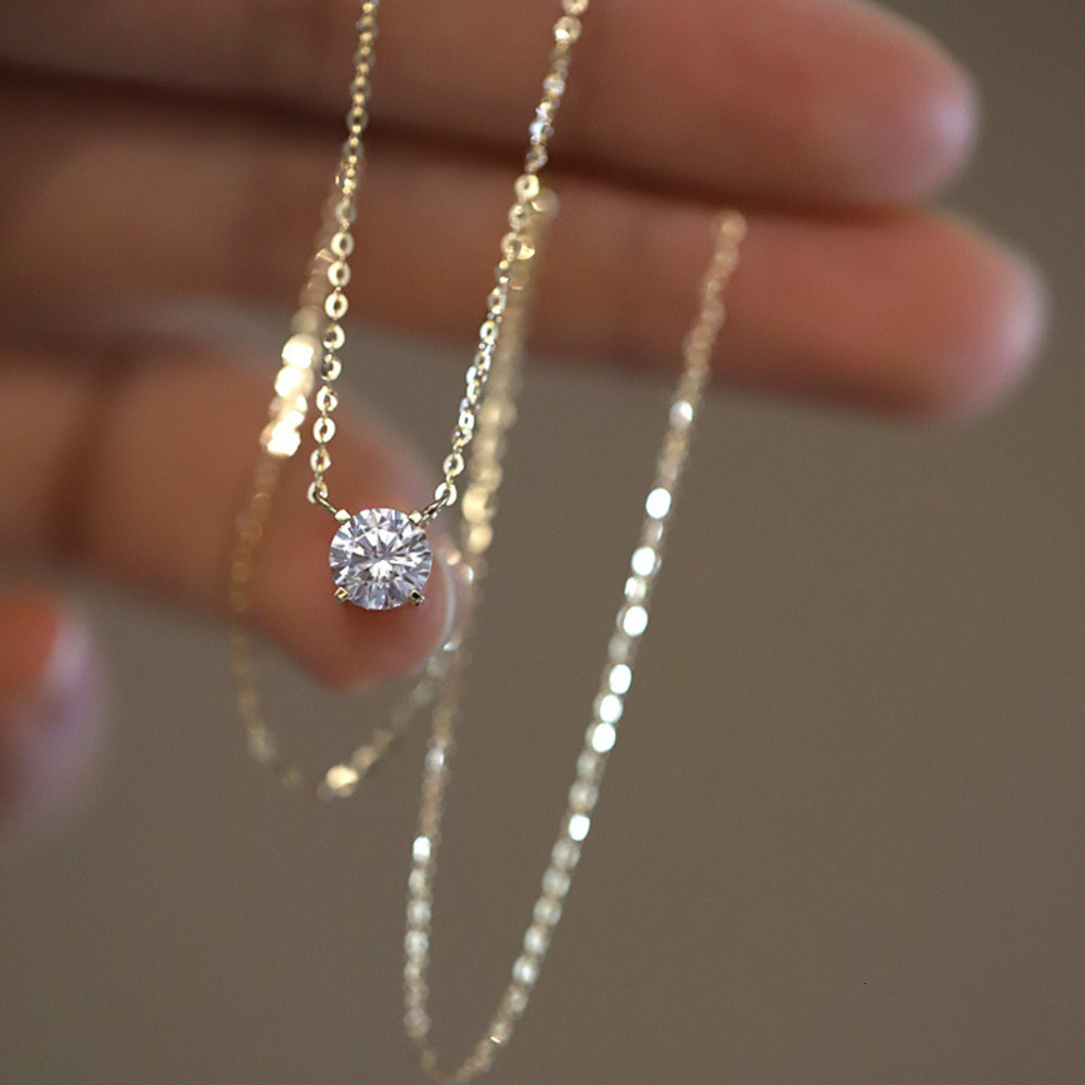 Pendant Necklaces 2026 Choucong Moissanite Diamond Pendant Simple Fashion Jewelry Real 100% 925 Sterling Silver 14K Gold Solitaire Gemstones Women B