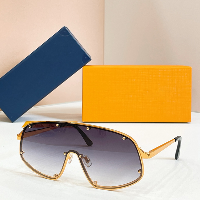 Z7638U Oversized Face Mask Sunglasses Designer Womens Luxury Gold Metal Frame Face Mask Glasses Mens Womans Outdoor Fashion Driving Sunglasses UV400