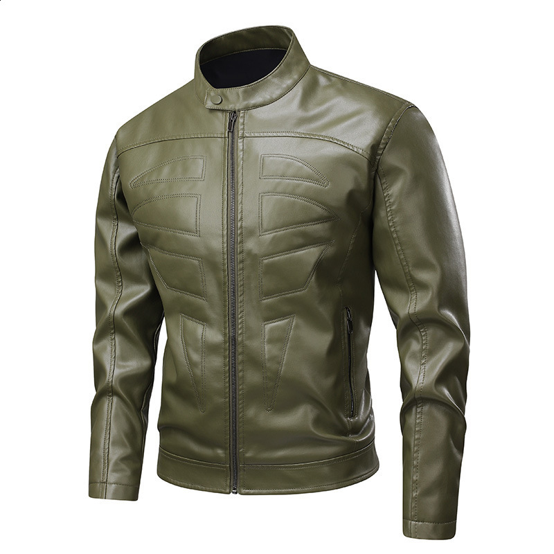 Automne et hiver veste à col de Baseball lâche noir broderie veste zippée pour hommes Bomber vestes en cuir manteau 241231