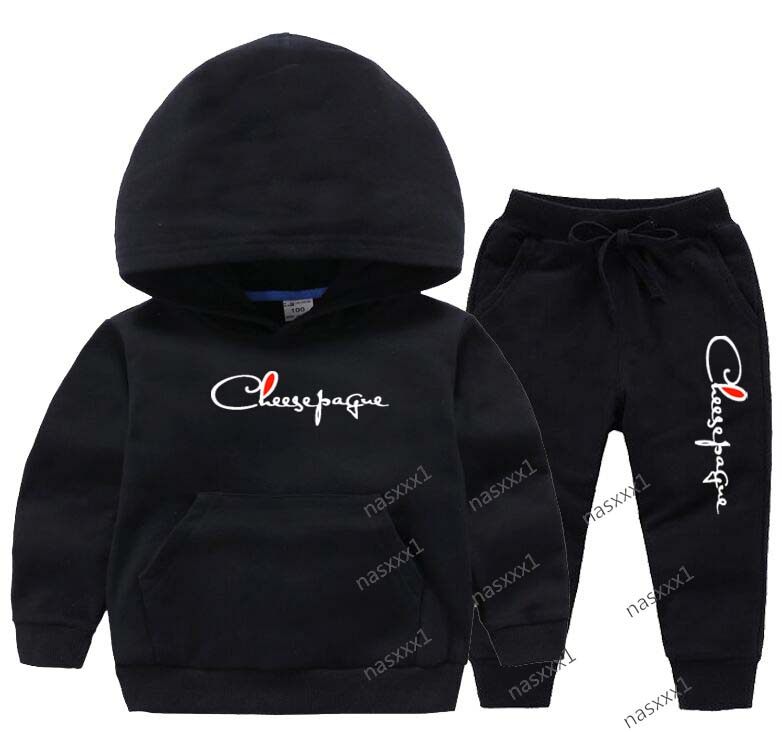Pull à capuche 100 % coton pour enfants, garçons et filles, marque tendance, lettres imprimées, sport, manches longues, décontracté, ensemble coo