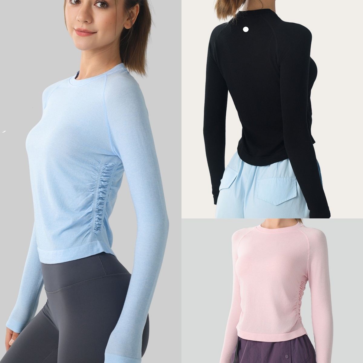 UU-L6761 Nouvelle mode chemises de Yoga pour femmes à séchage rapide en plein air course à manches longues chemises Pilates Fitness Sport vêtemen