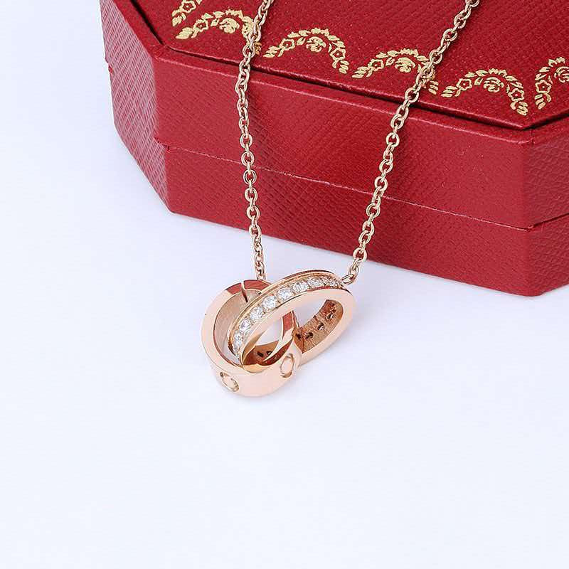 Designer necklace for woman Classic Double Ring Women Thick Plated Rose Gold luxury jewlery Fashion Light Luxury Starry Sky Necklace Exquisite AAA H