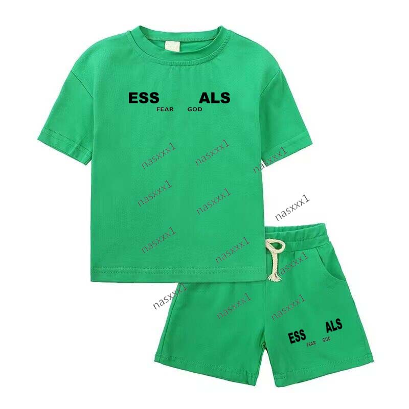 Enfants été loisirs lettre imprimer 2 pièces t-shirts à col rond Shorts pantalons costumes de sport garçons filles Streetwear enfants 100% coton