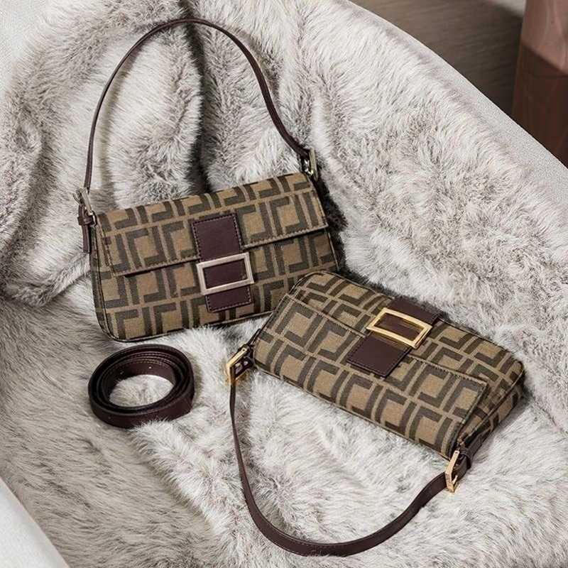 Designer Bag 2026 High Quality Crossbody Baguette Bags F Luxury Brand Vintage Shoulder Canvas Messenger Bag Underarm Half Moon Handbag Purse Wallet