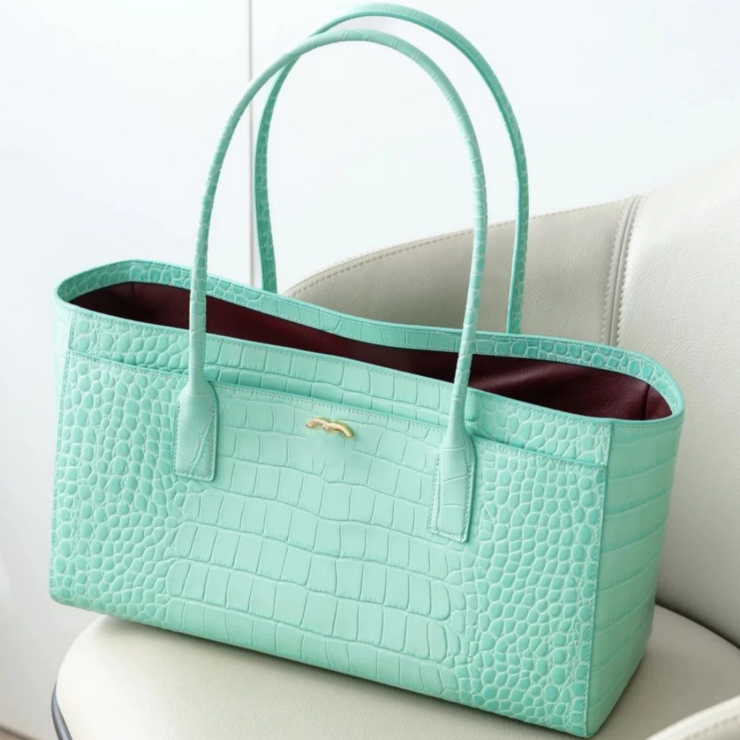 Black green leather Shopper tote Crocodile bag Designer bag Womens work handbag Luxury Shoulder bag Top handle Men pochette Crossbody Clutch weekend