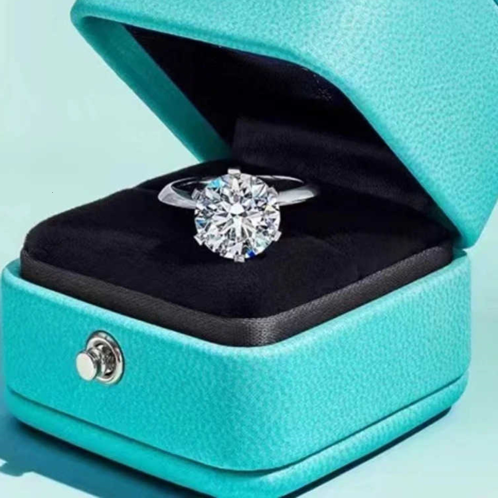 Band Rings 5 Moissanite Round Classic Six Prong S925 Sterling Silver Ring Woman Engagement Wedding Ring z250517K578