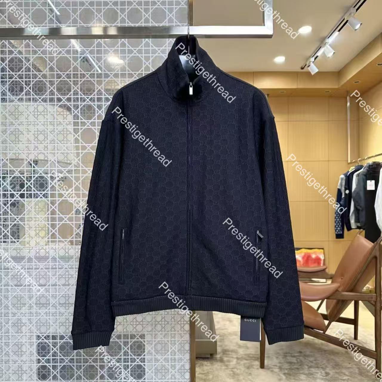2026 New Full-Print Jacquard Stand Collar Zipper Jacket Designer High-Quality Men's Jackets Autumn Winter Windproof Warm Coat