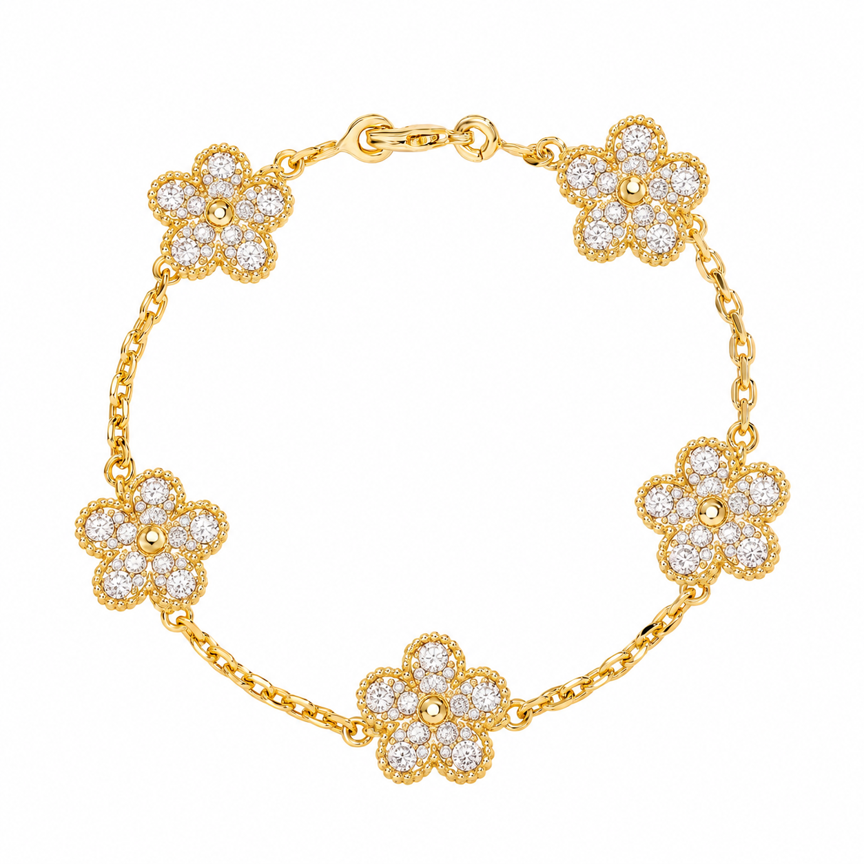 Four Leaf Clover 5 Flower Charms Bracelet for Women 18K Gold Plated Mother of Pearl Black Red Carnelian Lucky Bracelet Designer Jewelry Wrist Chain
