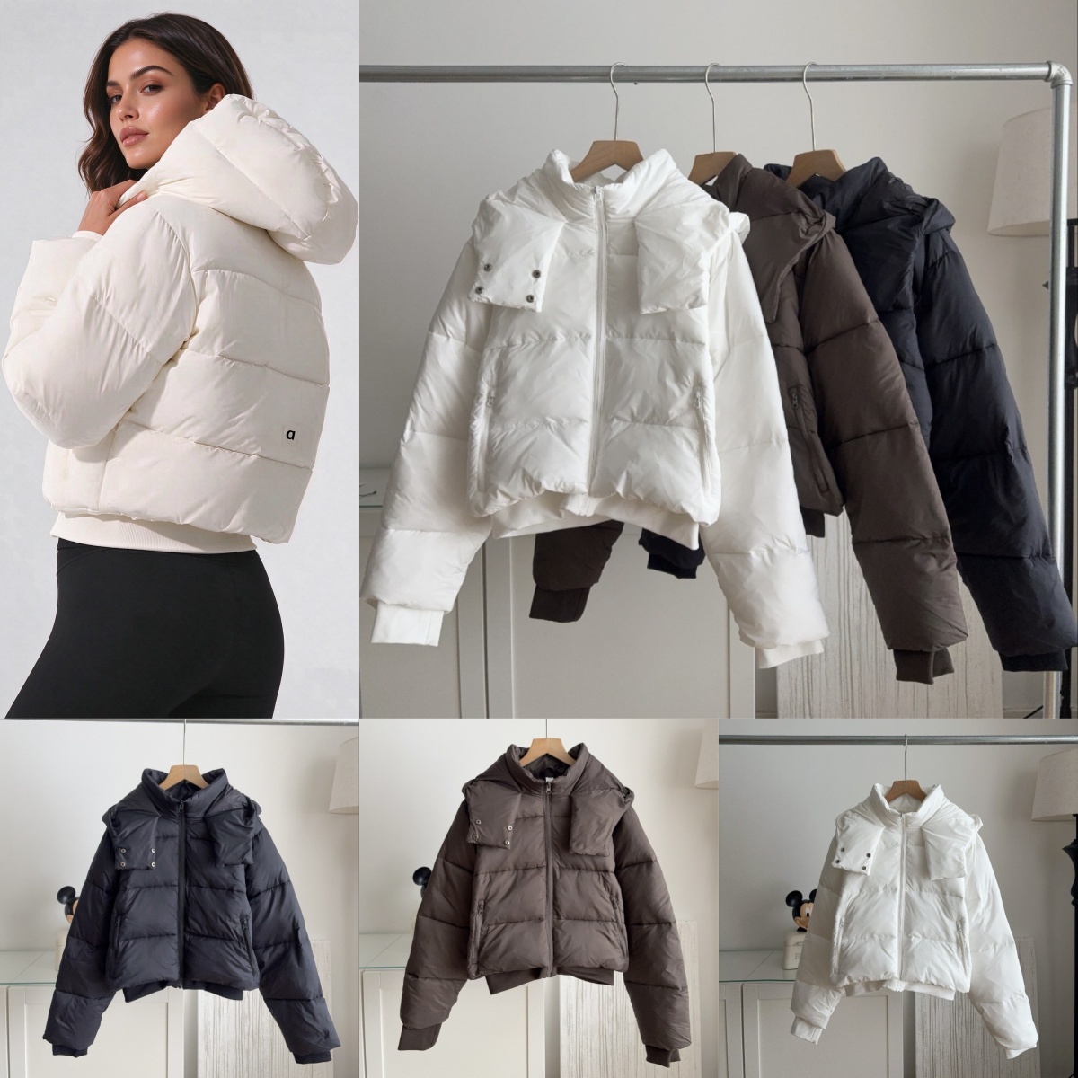 A3166 Manteau de Sport court et chaud polyvalent décontracté 75 doudoune à capuche léger doublé pull femmes manteau d'hiver veste de Yoga de Spor