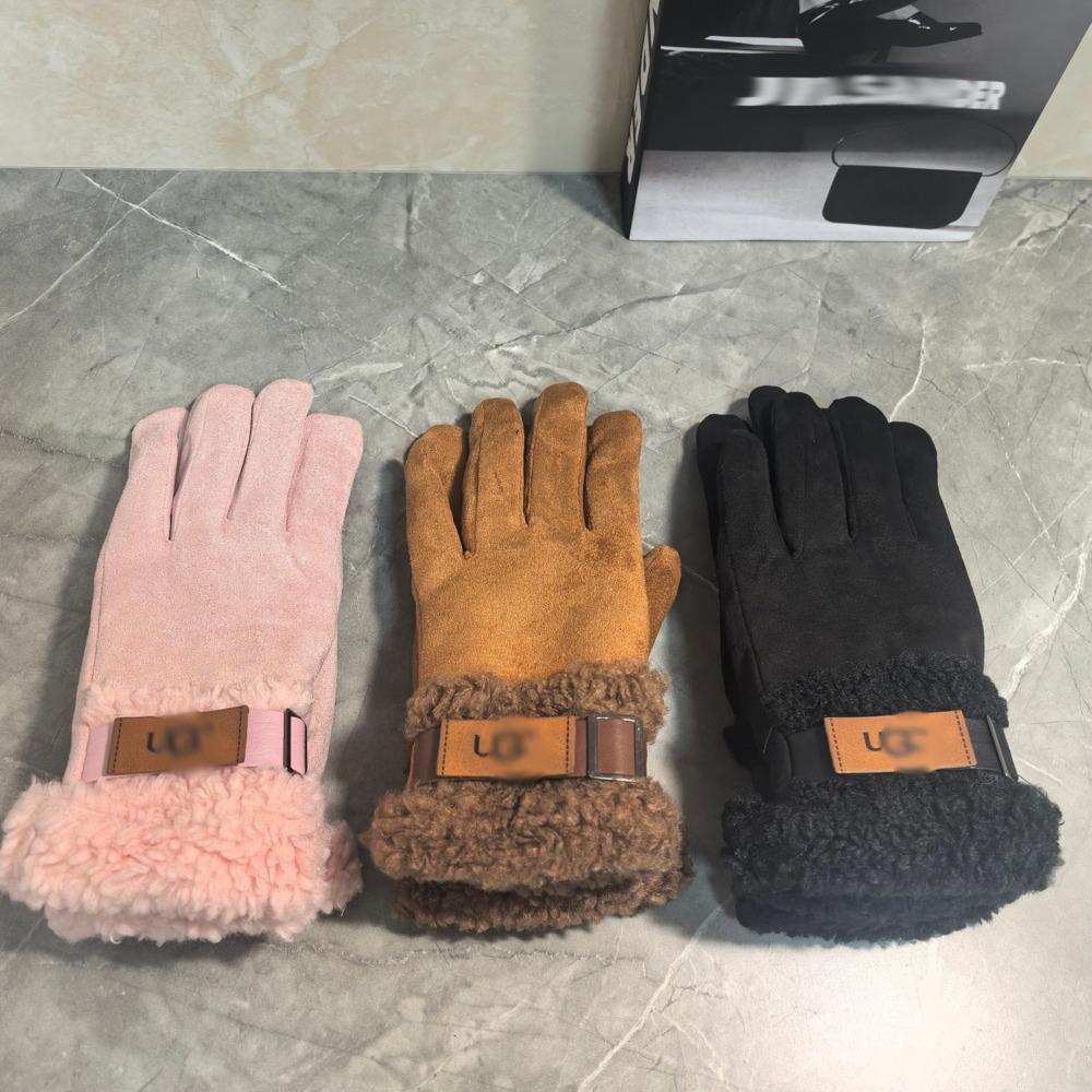 Five Fingers Gloves Designer Women's Outdoor Winter Finger Touchscreen Gloves Thick Warm Suede Fleece with Buckle Fleece-Lined Cold-Resistant