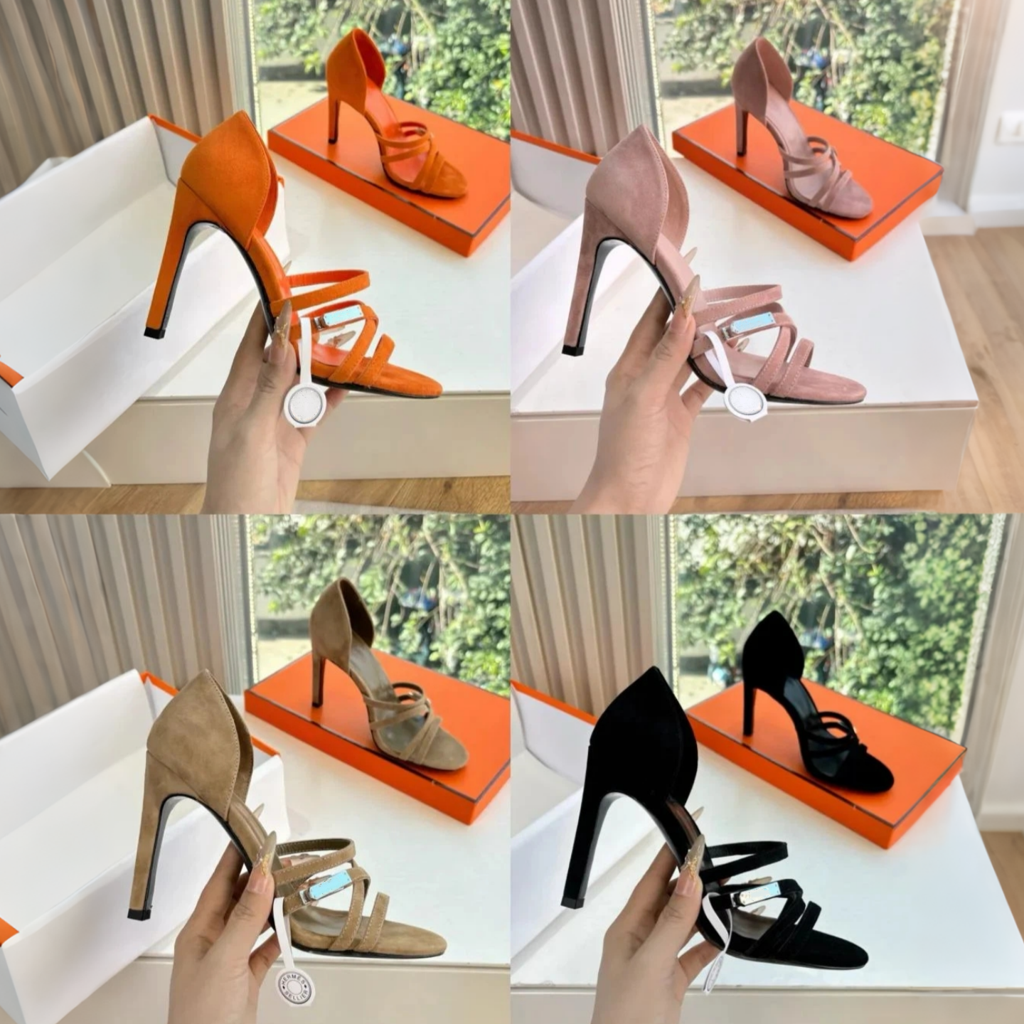 Black Orange thong Sandal Designer heel Womens slipper Ankle Strap Luxury Sandale Stiletto Kitten heel Pump Slingbacks buckle suede leather slide Ca