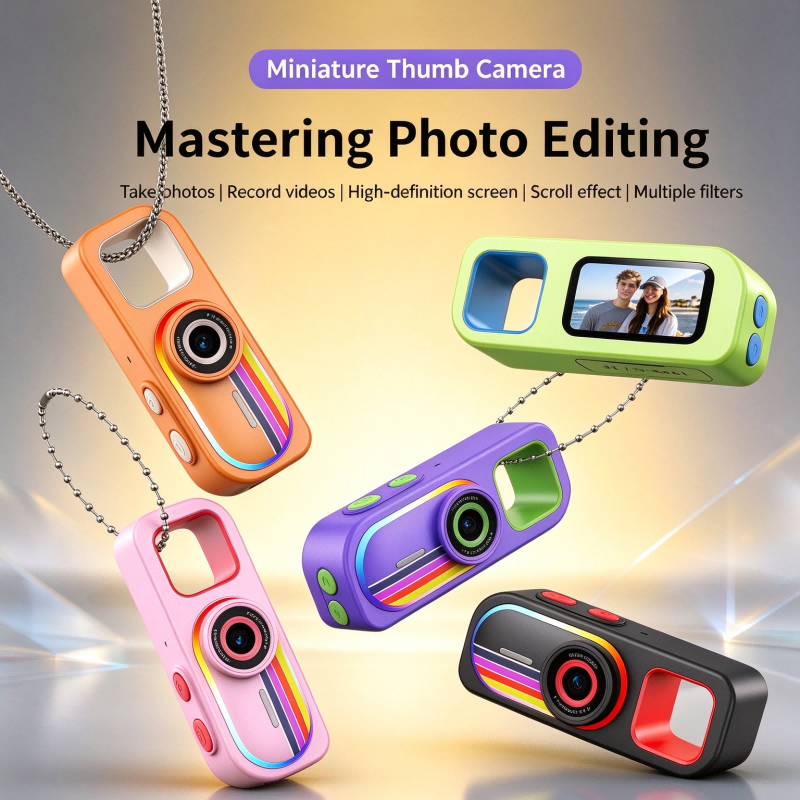 Mini caméra de pouce HD 1080P, caméra vidéo portable légère, lumière LED colorée, caméra d'enregistrement pour enfants de sports de plein air pou