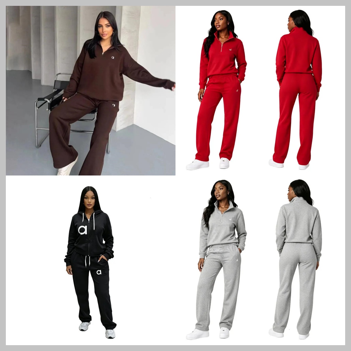 Set da due pezzi da corsa per yoga da donna autunno inverno tuta con colletto alla coreana felpa pantaloni set tuta da ginnastica comfort athleisure