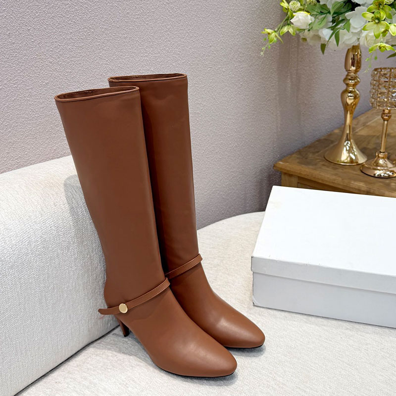 BOTA AFILADA PARA MUJER FORRO DE PIEL DE BECERRO Botas altas 3691653 Bota de cuero con TACÓN CÓNICO PARA MUJER PLANTILLA DE CUERO FORMA DE PUNTA EN