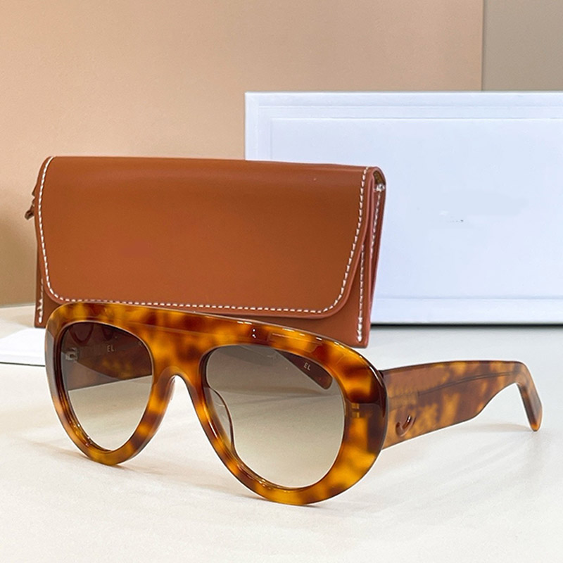 STAMP 01 Sunglasses CL40340U Womens Mens Designer Retro Acetate Oval Frame Eyewear Mirror Leg Large Pattern UV Protection Vacation Travel Wear