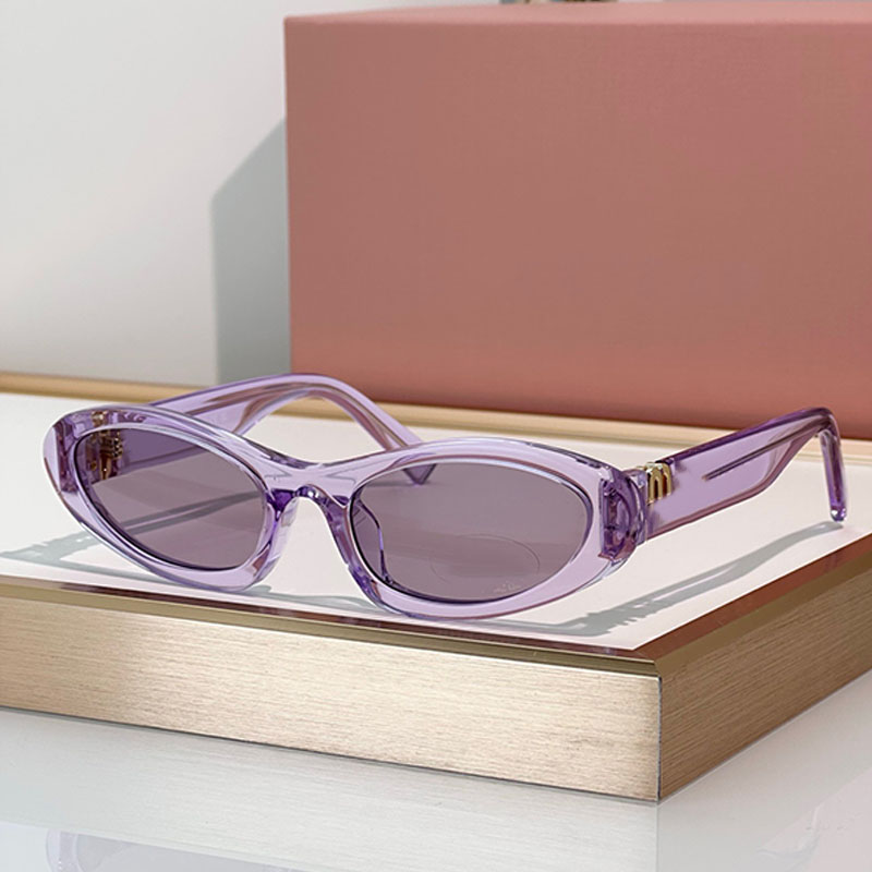 Designer dames marque de luxe lunettes de soleil œil de chat SMU09Y violet acétate cadre transparent métal M lettre logo lunettes de chat fête va
